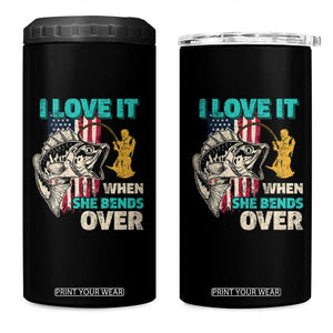 Funny Fishing 4 in 1 Can Cooler Tumbler I Love It When She Bends Over Fisherman Fishing Rod TB02 One Size: 16 oz Black Print Your Wear