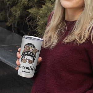 Funny Mom Life Tumbler Cup Mama Mommy Mom Bruh Leopard Messy Bun TB02 Print Your Wear