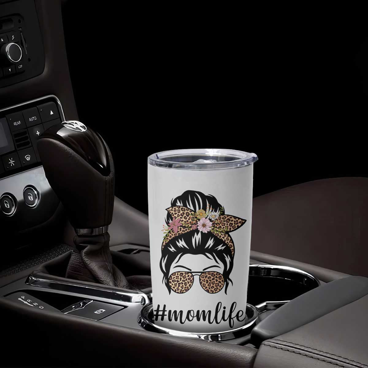 Funny Mom Life Tumbler Cup Mama Mommy Mom Bruh Leopard Messy Bun TB02 Print Your Wear