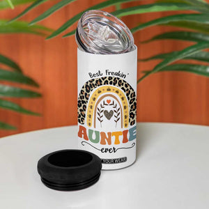 Best Freakin Auntie Ever 4 in 1 Can Cooler Tumbler Funny Aunt Reminder You're Awesome Leopard Rainbow TB02 Print Your Wear