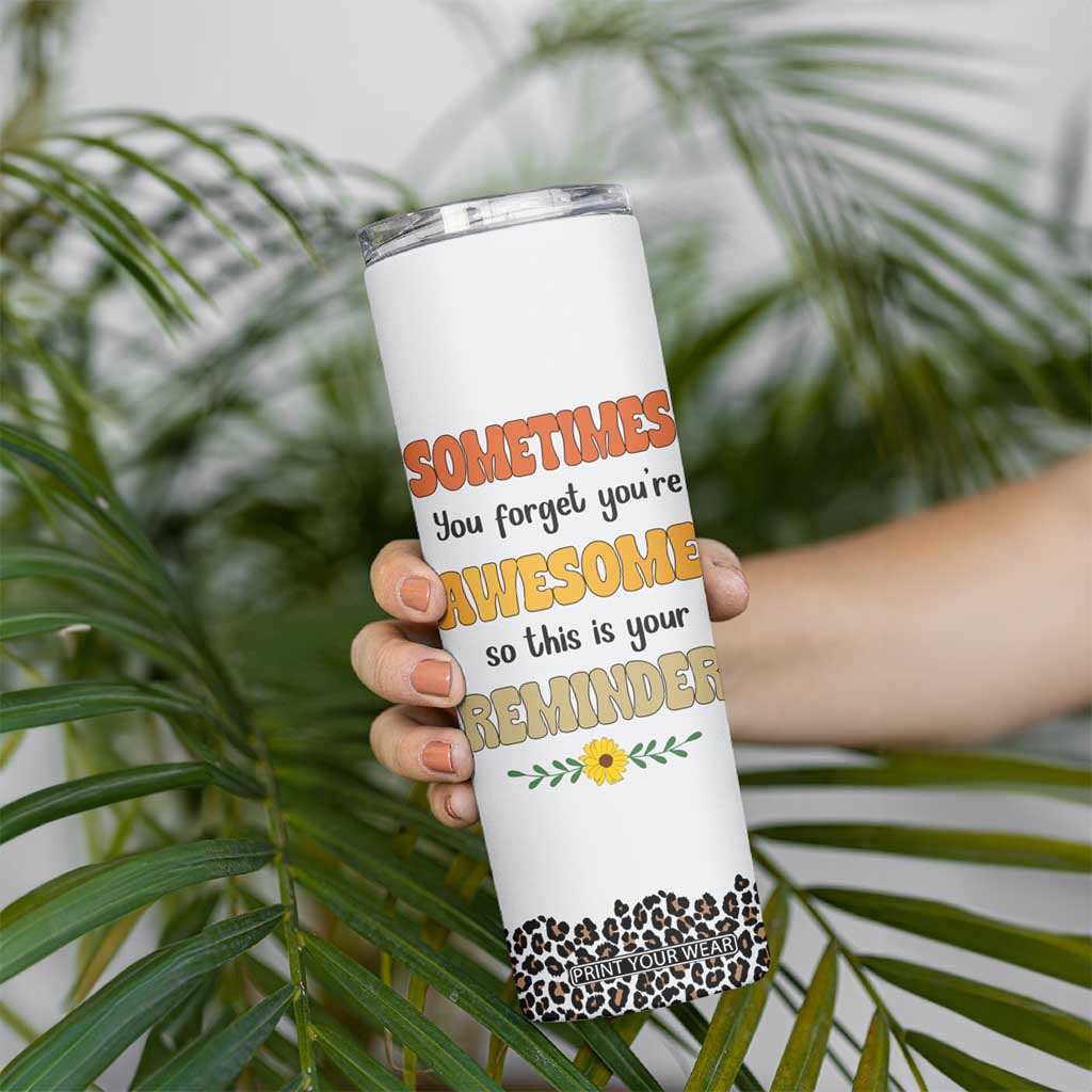 Best Freakin Auntie Ever Skinny Tumbler Funny Aunt Reminder You're Awesome Leopard Rainbow TB02 Print Your Wear