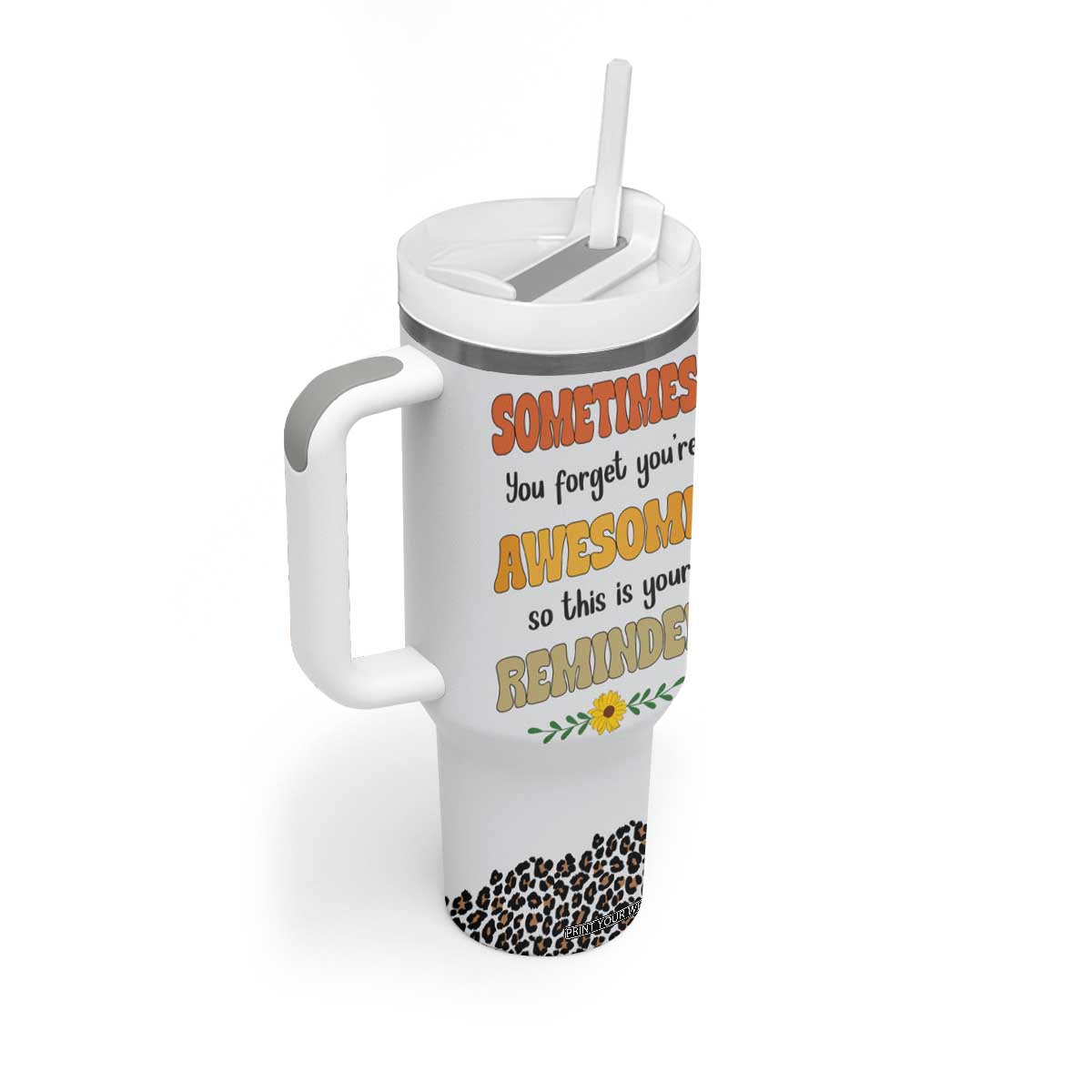 Best Freakin Auntie Ever Tumbler With Handle Funny Aunt Reminder You're Awesome Leopard Rainbow TB02 Print Your Wear