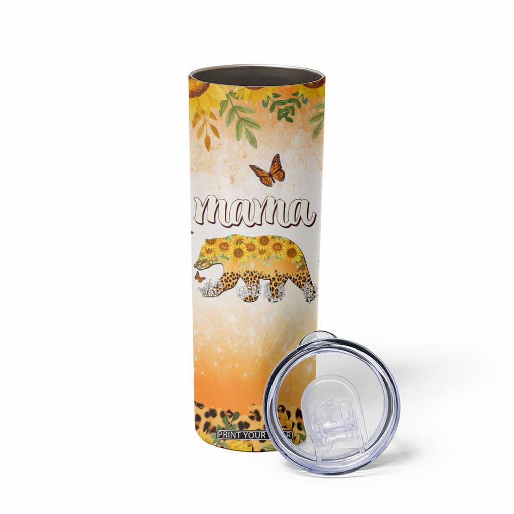 Mama Bear Floral Sunflower Skinny Tumbler Tough As A Mother Botanical Garden Uplifting Gift TB02 Print Your Wear