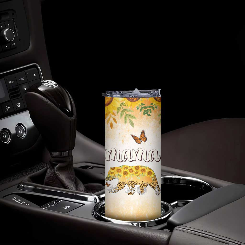 Mama Bear Floral Sunflower Skinny Tumbler Tough As A Mother Botanical Garden Uplifting Gift TB02 Print Your Wear