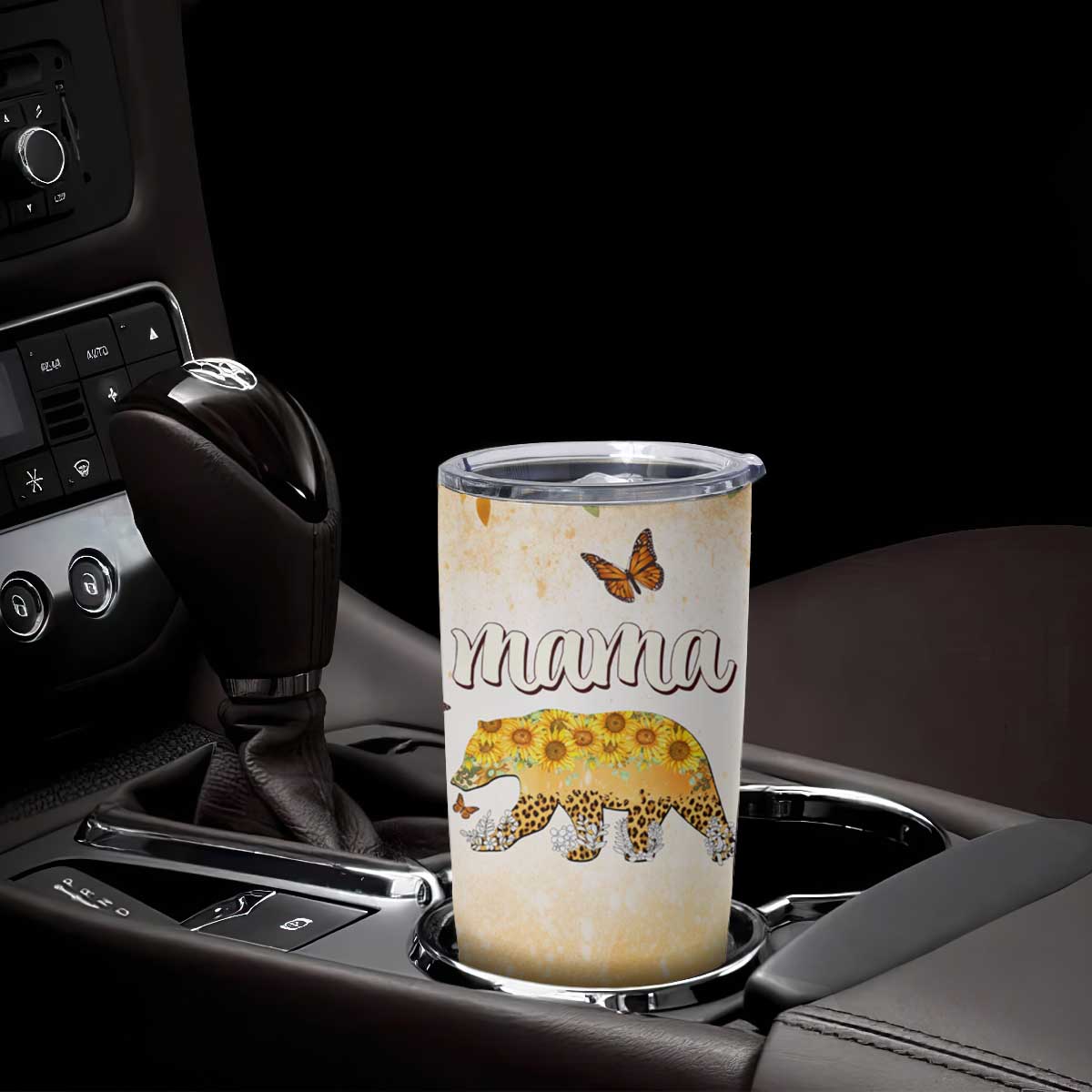 Mama Bear Floral Sunflower Tumbler Cup Tough As A Mother Botanical Garden Uplifting Gift TB02 Print Your Wear
