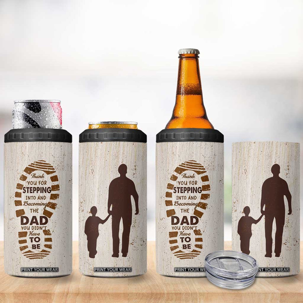 Stepdad and Stepson 4 in 1 Can Cooler Tumbler Thank You For Stepping In Boy Dad Retro Vintage TB02 Print Your Wear