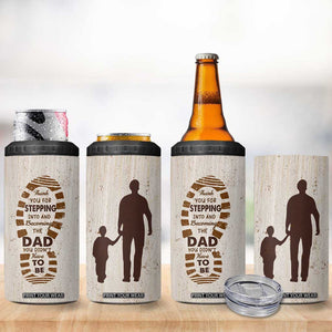 Stepdad and Stepson 4 in 1 Can Cooler Tumbler Thank You For Stepping In Boy Dad Retro Vintage TB02 Print Your Wear