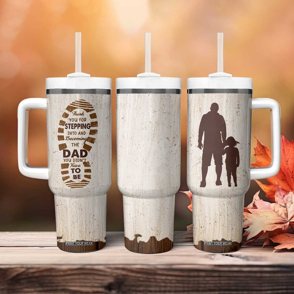 Stepdad and Stepdaughter Tumbler With Handle Thank You For Stepping In Girl Dad Retro Vintage TB02 Print Your Wear