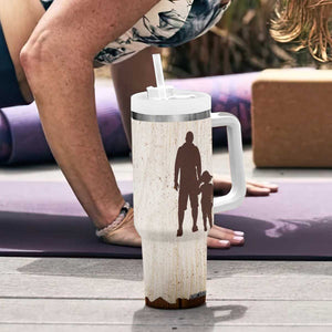 Stepdad and Stepdaughter Tumbler With Handle Thank You For Stepping In Girl Dad Retro Vintage TB02 Print Your Wear