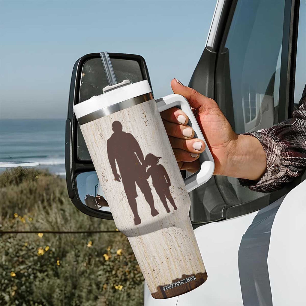 Stepdad and Stepdaughter Tumbler With Handle Thank You For Stepping In Girl Dad Retro Vintage TB02 Print Your Wear