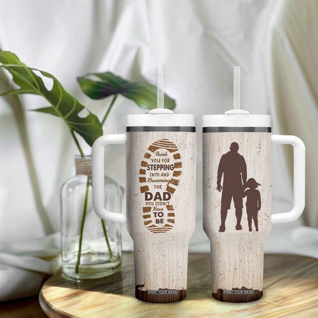 Stepdad and Stepdaughter Tumbler With Handle Thank You For Stepping In Girl Dad Retro Vintage TB02 Print Your Wear