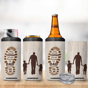 Stepdad of Two 4 in 1 Can Cooler Tumbler Thank You For Stepping In Dad with Son and Daughter Retro Vintage TB02 Print Your Wear