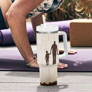 Stepdad of Two Tumbler With Handle Thank You For Stepping In Dad with Son and Daughter Retro Vintage TB02 Print Your Wear