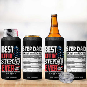 Step Dad 4 in 1 Can Cooler Tumbler Best Effin' Stepdad Ever Thanks For Putting Up With My Mom American Flag TB02 Print Your Wear