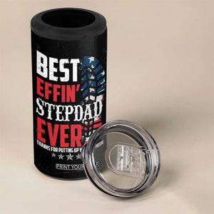 Step Dad 4 in 1 Can Cooler Tumbler Best Effin' Stepdad Ever Thanks For Putting Up With My Mom American Flag TB02 Print Your Wear