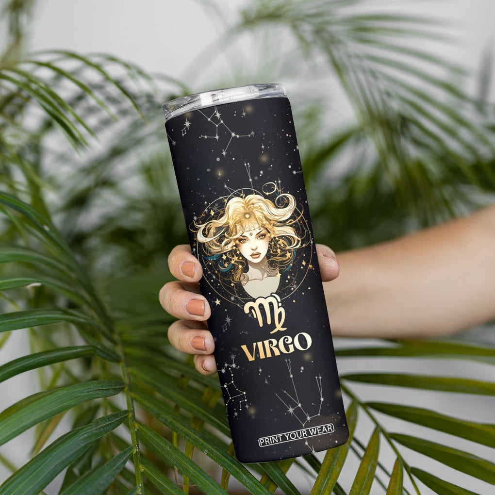 Virgo Zodiac Skinny Tumbler Celestial Constellation Astrology Horoscope Galaxy TB02 Printyourwear