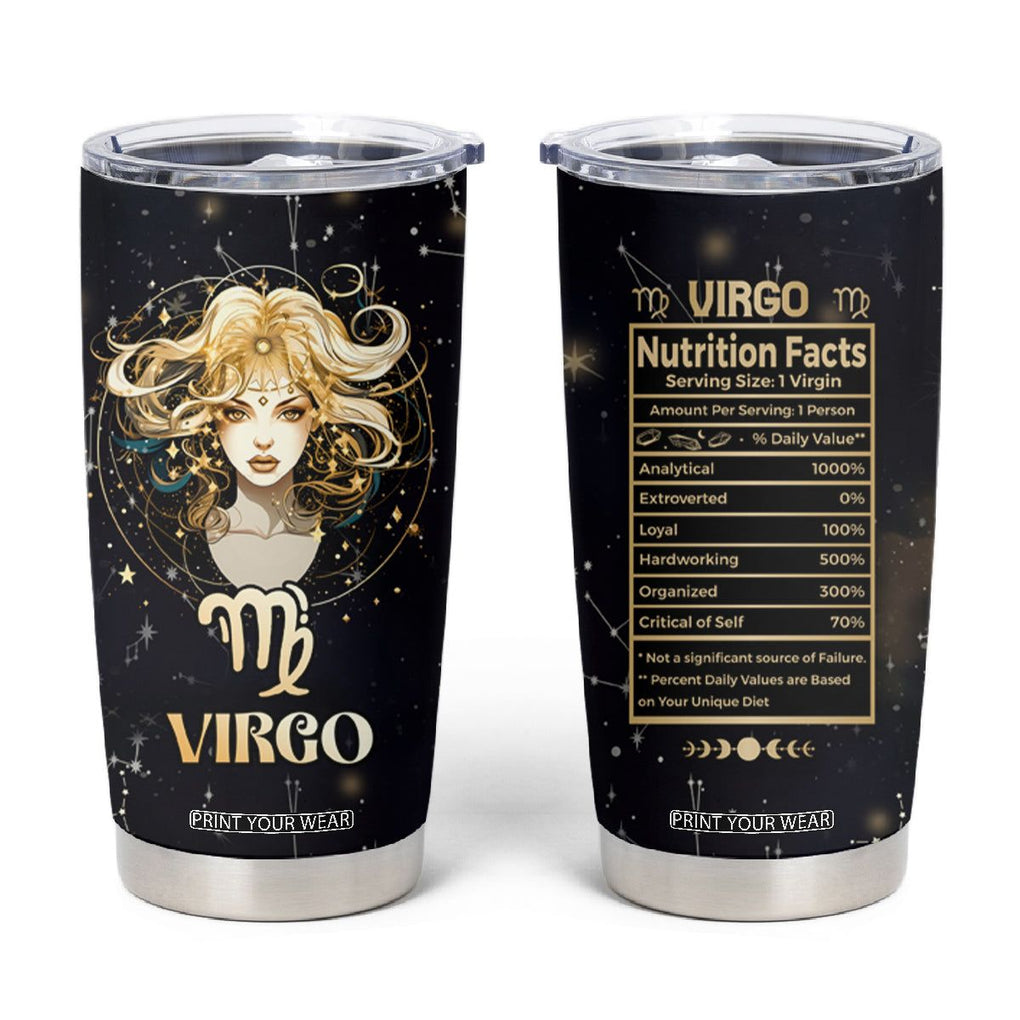 Virgo Zodiac Tumbler Cup Celestial Constellation Astrology Horoscope Galaxy TB02 Black Printyourwear