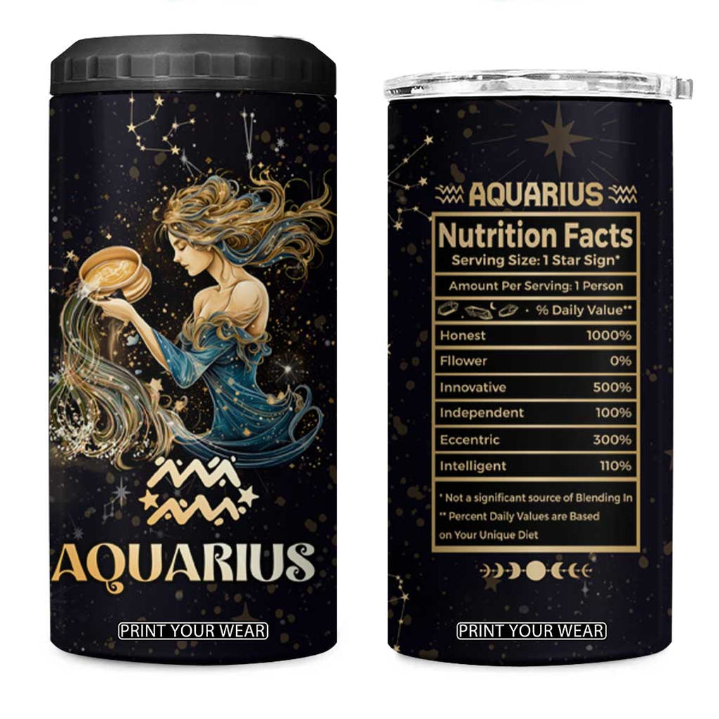 Aquarius Zodiac 4 in 1 Can Cooler Tumbler Celestial Constellation Astrology Horoscope Galaxy TB02 One Size: 16 oz Black Print Your Wear