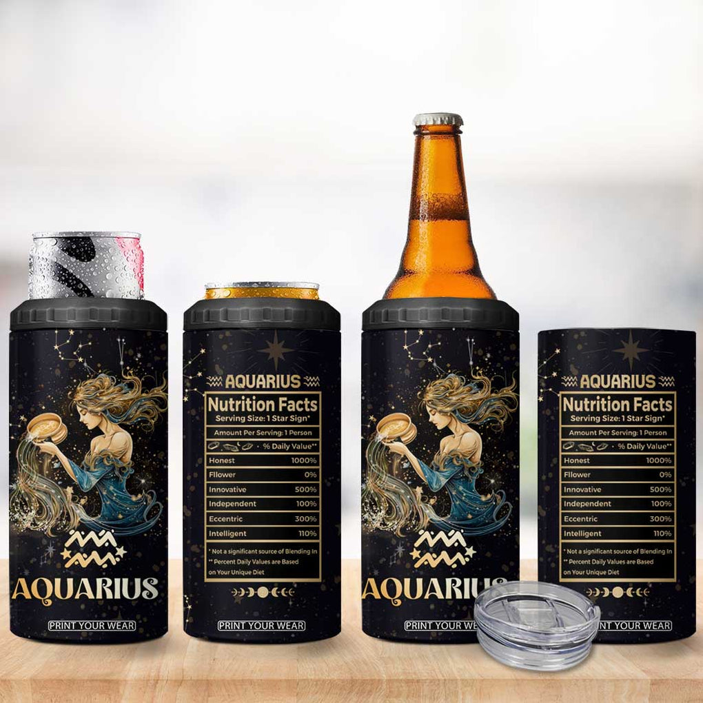 Aquarius Zodiac 4 in 1 Can Cooler Tumbler Celestial Constellation Astrology Horoscope Galaxy TB02 Print Your Wear