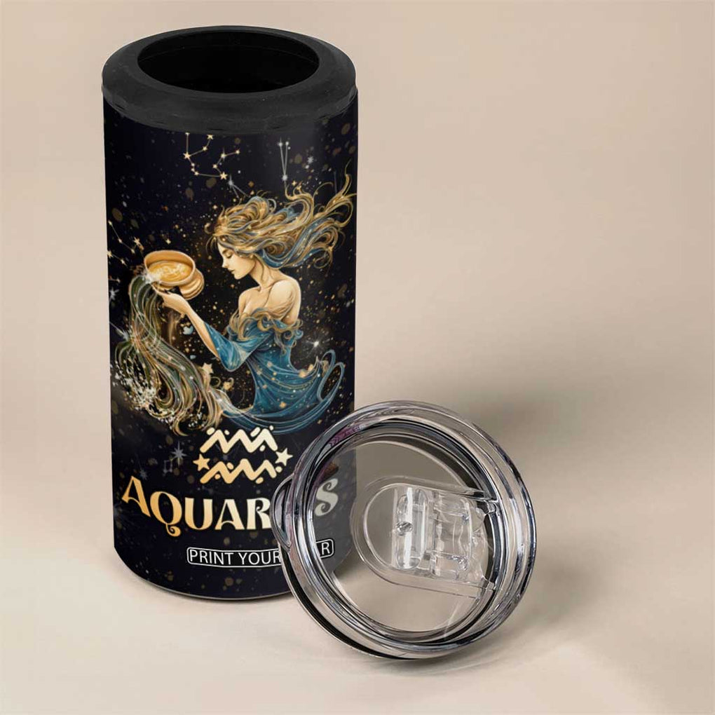 Aquarius Zodiac 4 in 1 Can Cooler Tumbler Celestial Constellation Astrology Horoscope Galaxy TB02 Print Your Wear