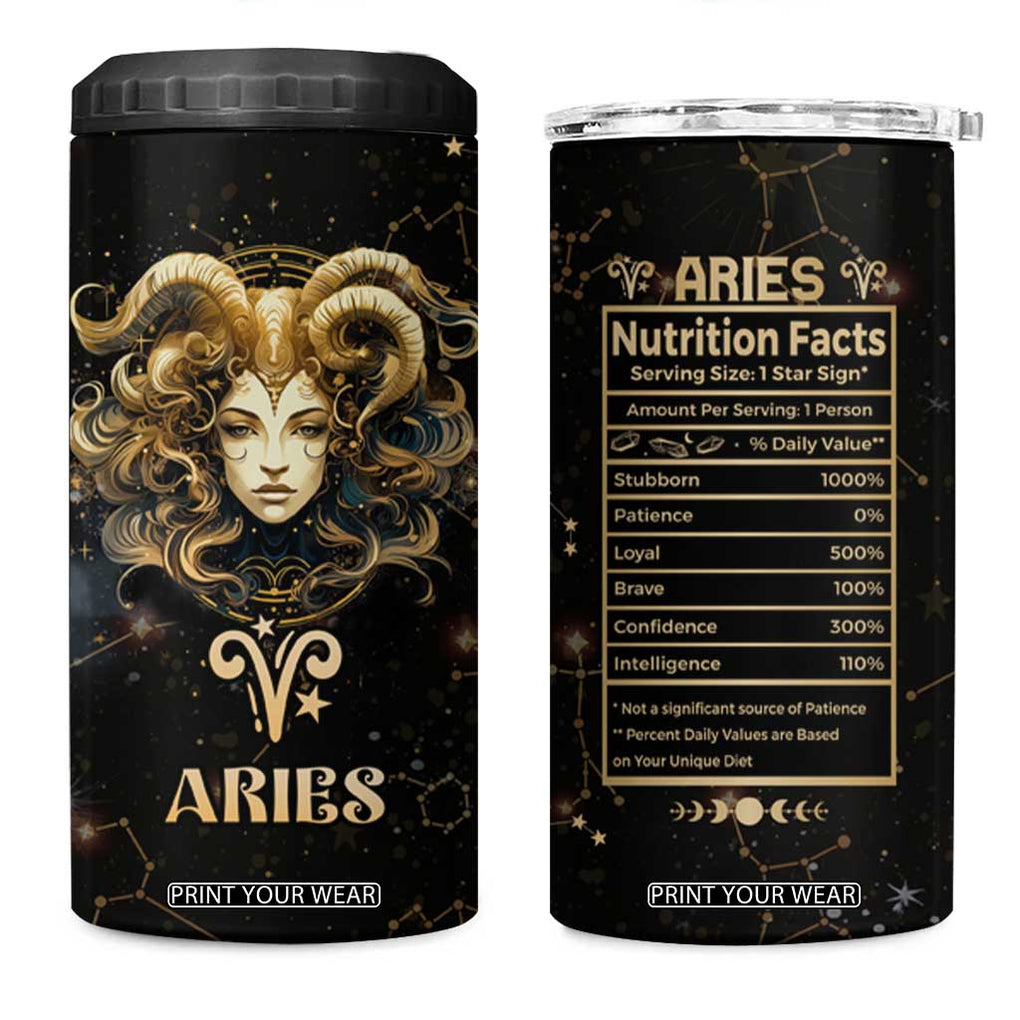 Aries Zodiac 4 in 1 Can Cooler Tumbler Celestial Constellation Astrology Horoscope Galaxy TB02 One Size: 16 oz Black Print Your Wear
