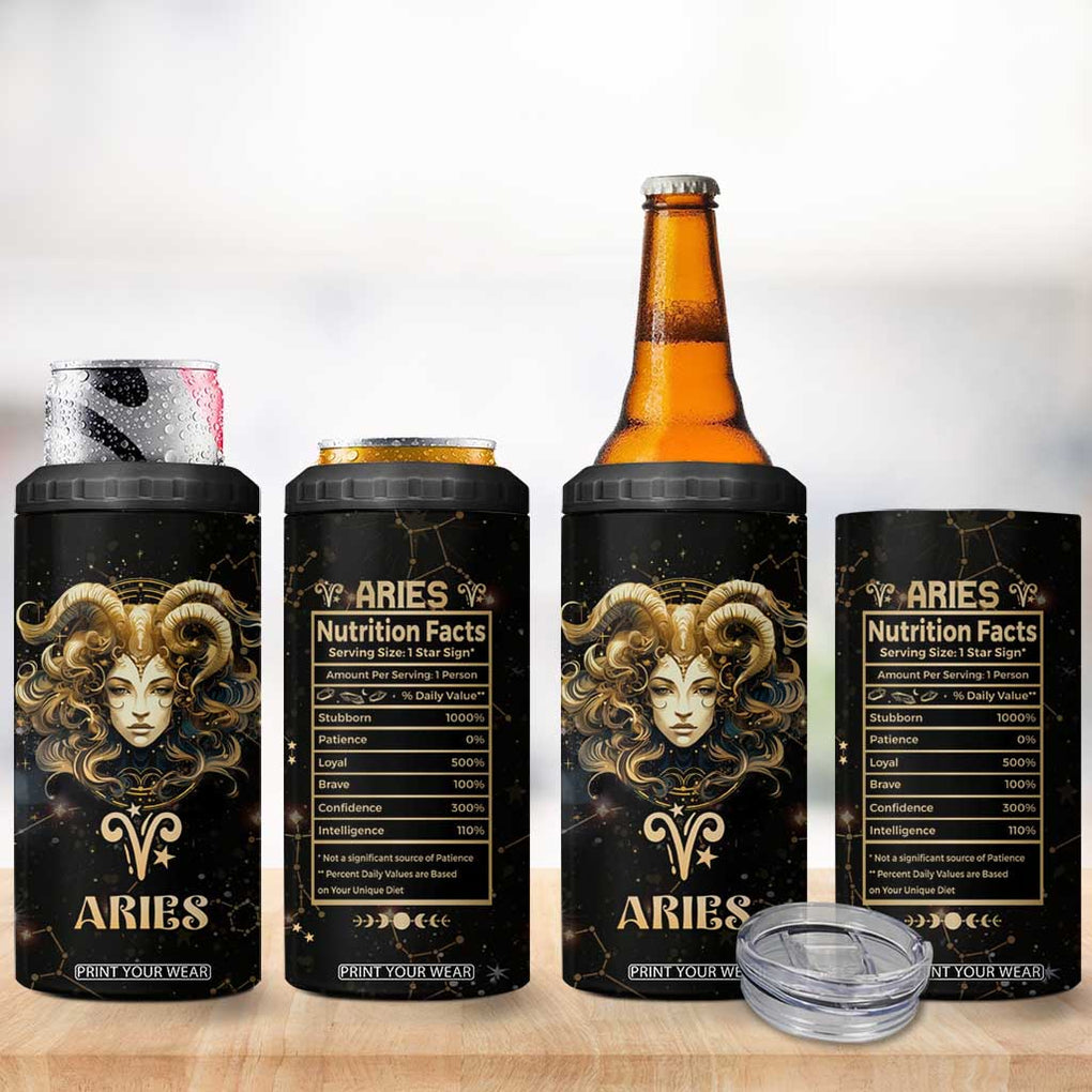 Aries Zodiac 4 in 1 Can Cooler Tumbler Celestial Constellation Astrology Horoscope Galaxy TB02 Print Your Wear