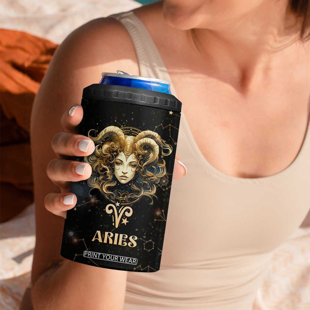 Aries Zodiac 4 in 1 Can Cooler Tumbler Celestial Constellation Astrology Horoscope Galaxy TB02 Print Your Wear