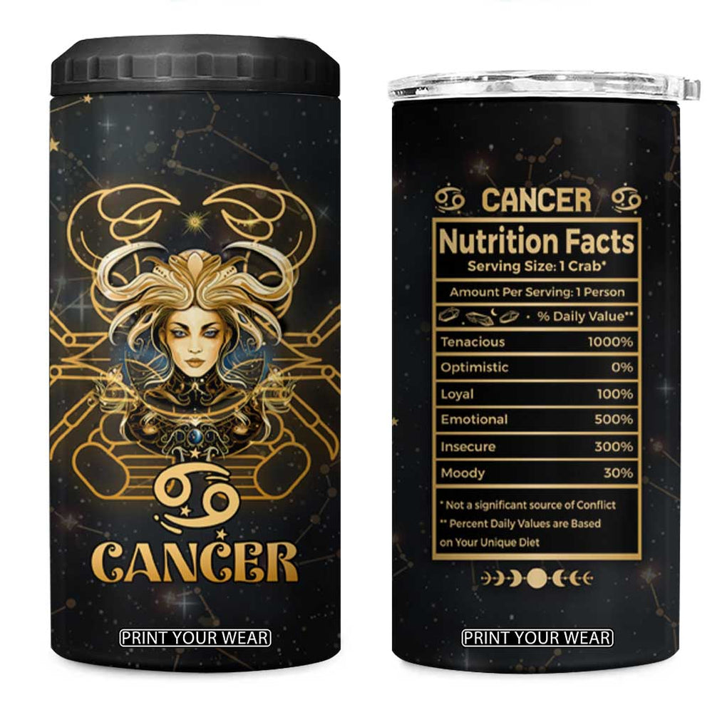 Cancer Zodiac 4 in 1 Can Cooler Tumbler Celestial Constellation Astrology Horoscope Galaxy TB02 One Size: 16 oz Black Print Your Wear