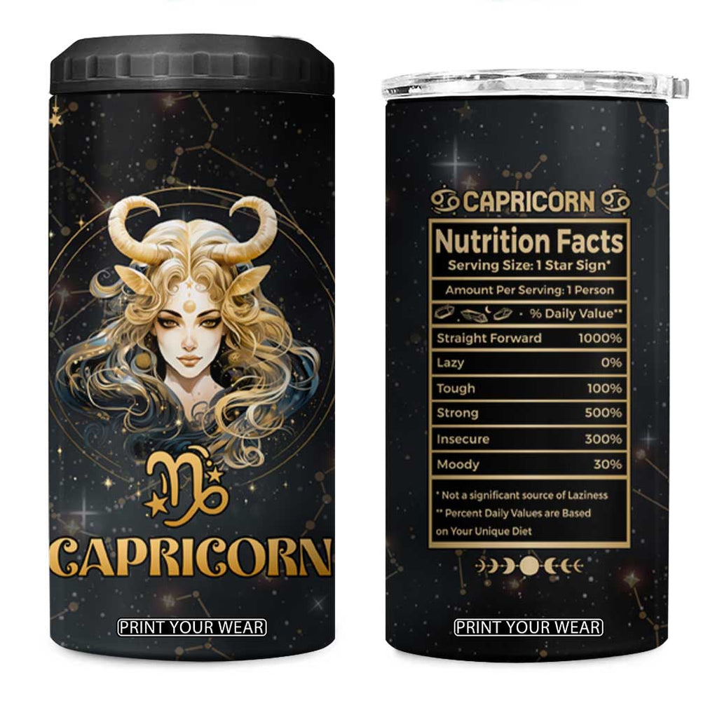 Capricorn Zodiac 4 in 1 Can Cooler Tumbler Celestial Constellation Astrology Horoscope Galaxy TB02 One Size: 16 oz Black Print Your Wear