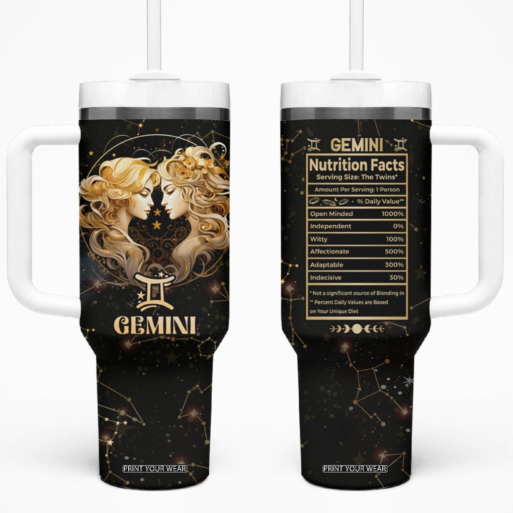 Gemini Zodiac Tumbler With Handle Celestial Constellation Astrology Horoscope Galaxy TB02 One Size: 40 oz Black Printyourwear