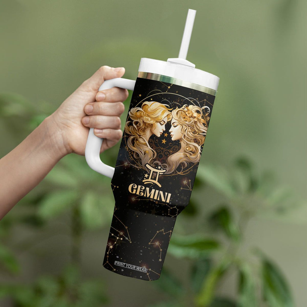 Gemini Zodiac Tumbler With Handle Celestial Constellation Astrology Horoscope Galaxy TB02 Printyourwear