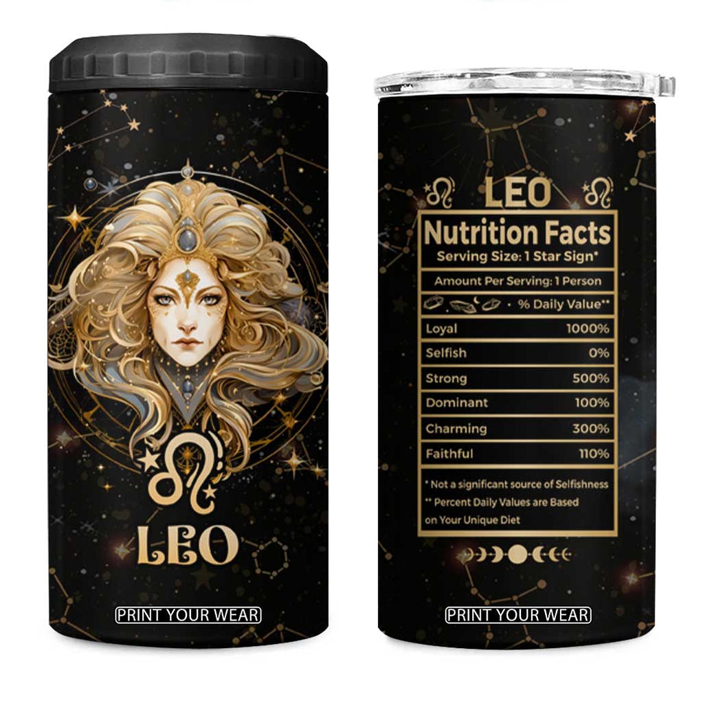 Leo Zodiac 4 in 1 Can Cooler Tumbler Celestial Constellation Astrology Horoscope Galaxy TB02 One Size: 16 oz Black Print Your Wear