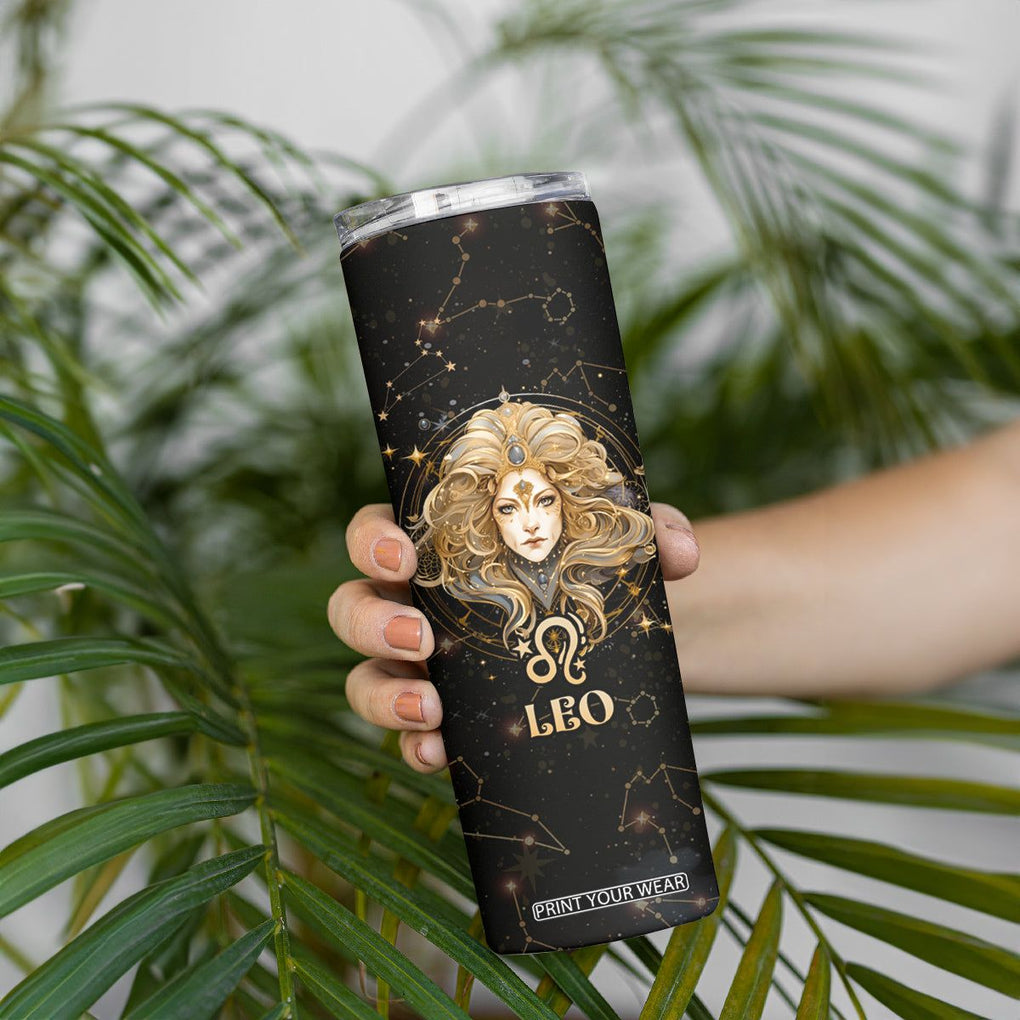 Leo Zodiac Skinny Tumbler Celestial Constellation Astrology Horoscope Galaxy TB02 Printyourwear