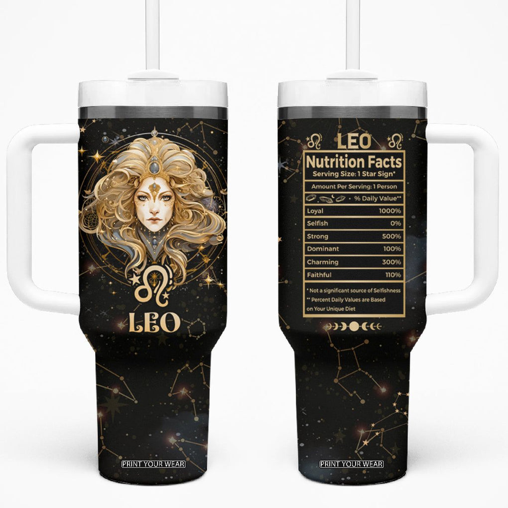 Leo Zodiac Tumbler With Handle Celestial Constellation Astrology Horoscope Galaxy TB02 One Size: 40 oz Black Printyourwear