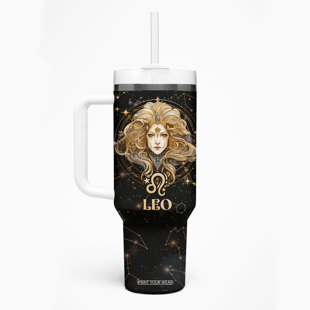 Leo Zodiac Tumbler With Handle Celestial Constellation Astrology Horoscope Galaxy TB02 Printyourwear
