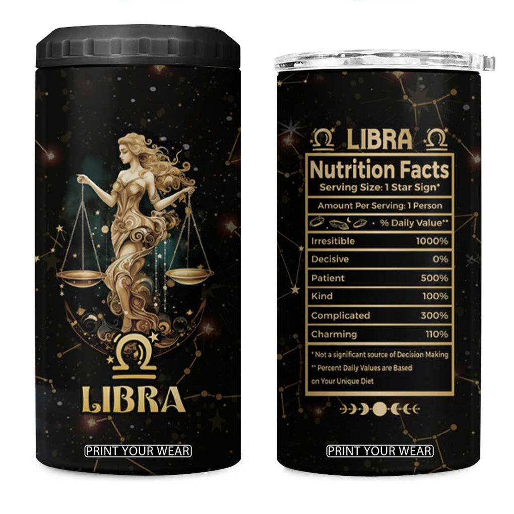 Libra Zodiac 4 in 1 Can Cooler Tumbler Celestial Constellation Astrology Horoscope Galaxy TB02 One Size: 16 oz Black Print Your Wear