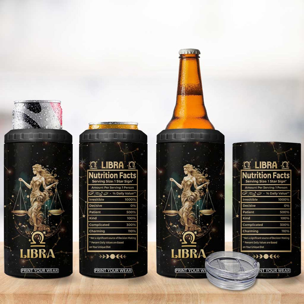 Libra Zodiac 4 in 1 Can Cooler Tumbler Celestial Constellation Astrology Horoscope Galaxy TB02 Print Your Wear