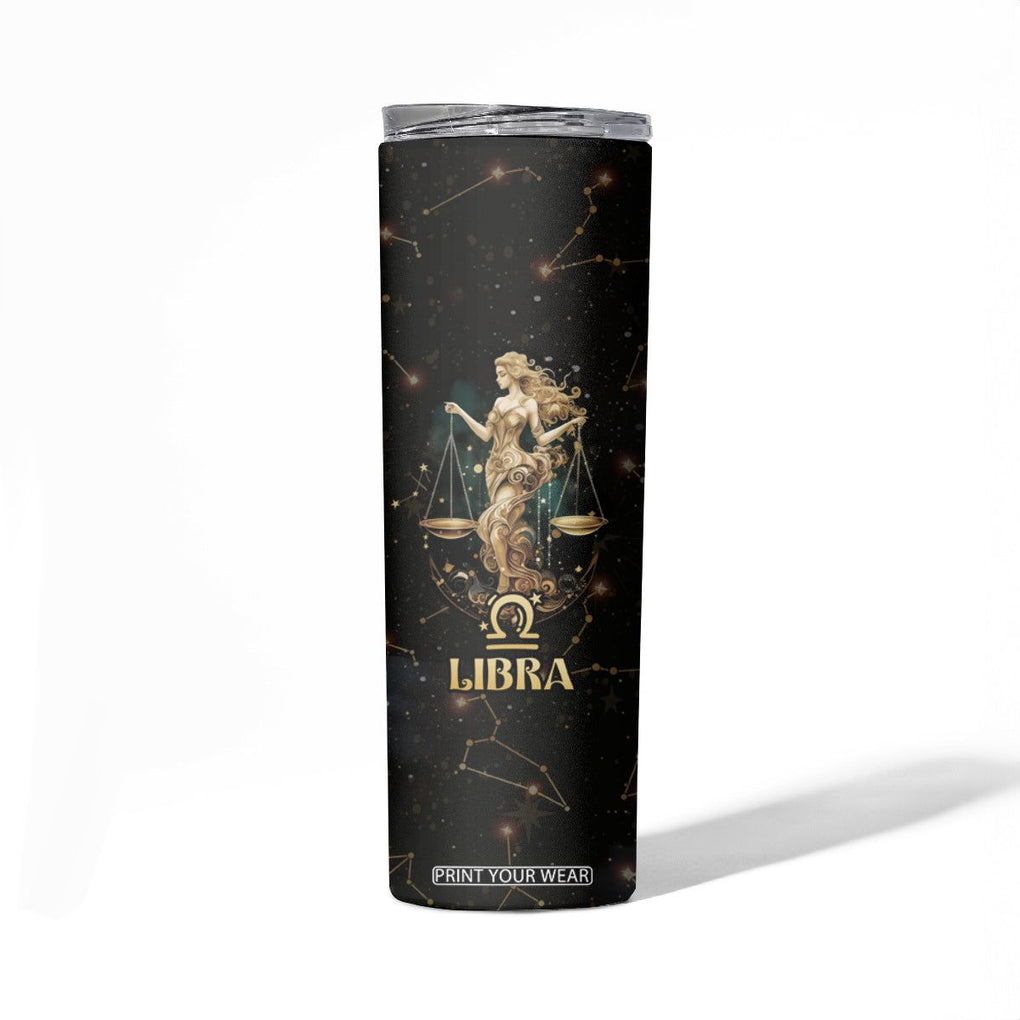 Libra Zodiac Skinny Tumbler Celestial Constellation Astrology Horoscope Galaxy TB02 Printyourwear