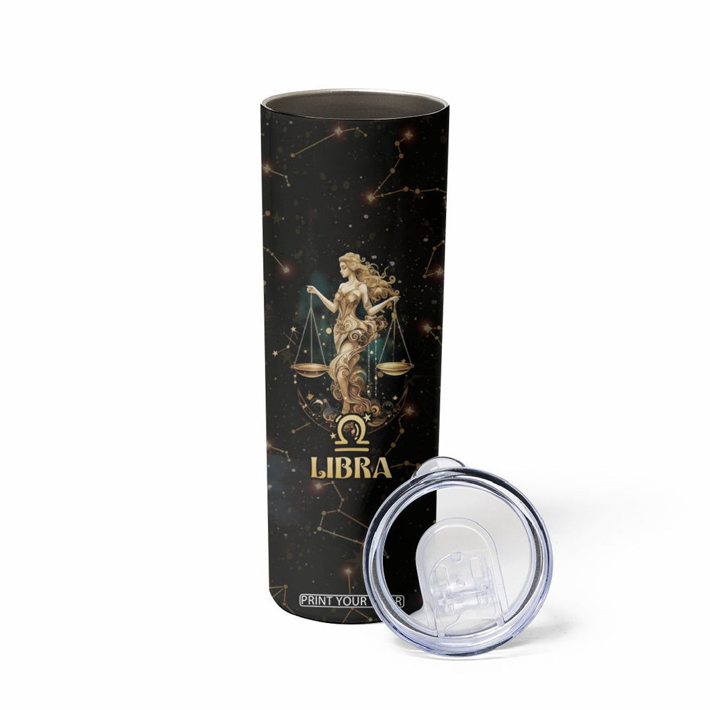 Libra Zodiac Skinny Tumbler Celestial Constellation Astrology Horoscope Galaxy TB02 Printyourwear
