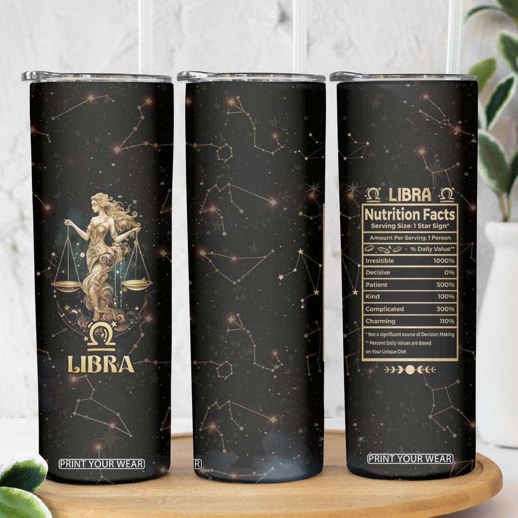Libra Zodiac Skinny Tumbler Celestial Constellation Astrology Horoscope Galaxy TB02 Printyourwear