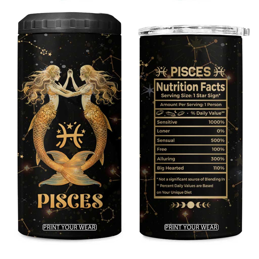 Pisces Zodiac 4 in 1 Can Cooler Tumbler Celestial Constellation Astrology Horoscope Galaxy TB02 One Size: 16 oz Black Print Your Wear