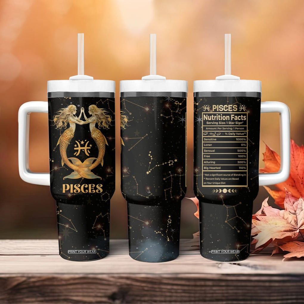 Pisces Zodiac Tumbler With Handle Celestial Constellation Astrology Horoscope Galaxy TB02 Printyourwear