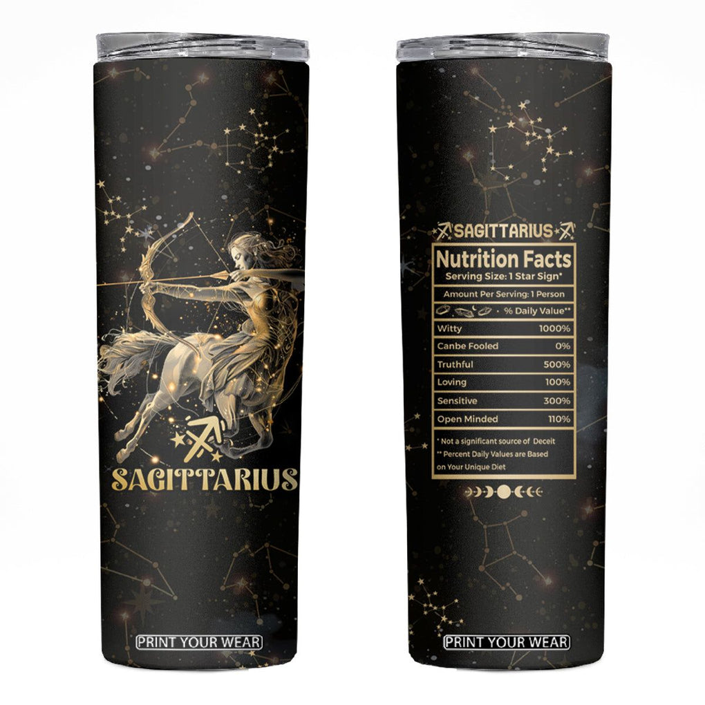 Sagittarius Zodiac Skinny Tumbler Celestial Constellation Astrology Horoscope Galaxy TB02 Black Printyourwear