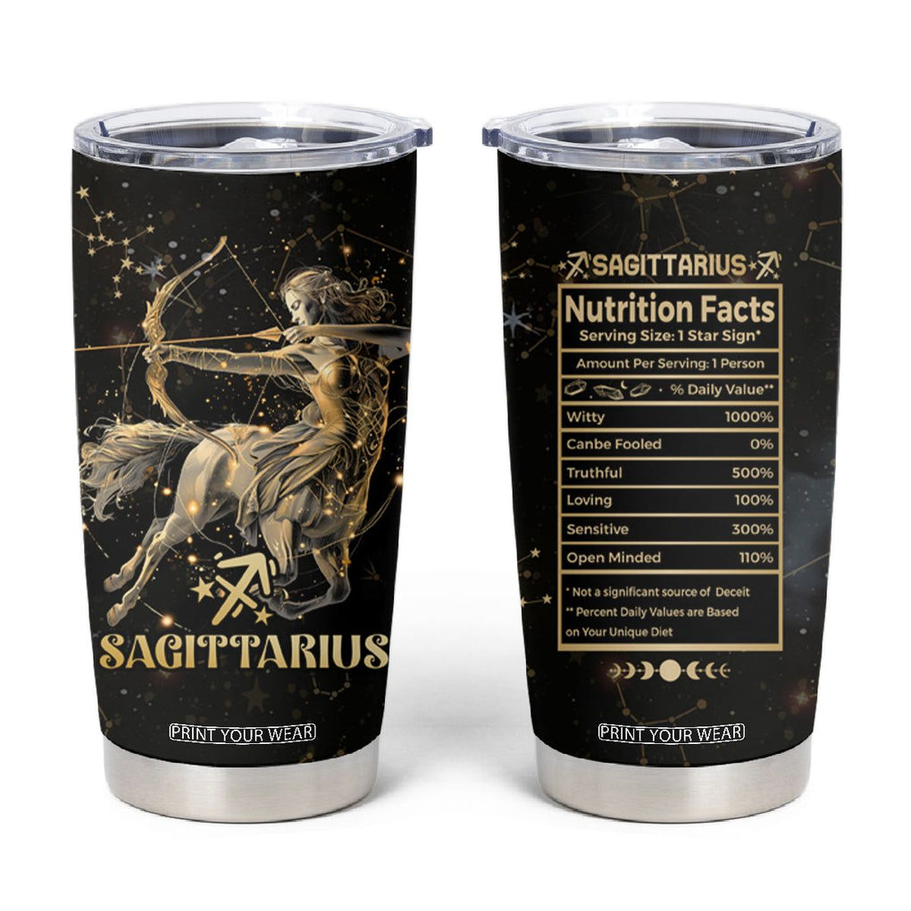 Sagittarius Zodiac Tumbler Cup Celestial Constellation Astrology Horoscope Galaxy TB02 Black Printyourwear