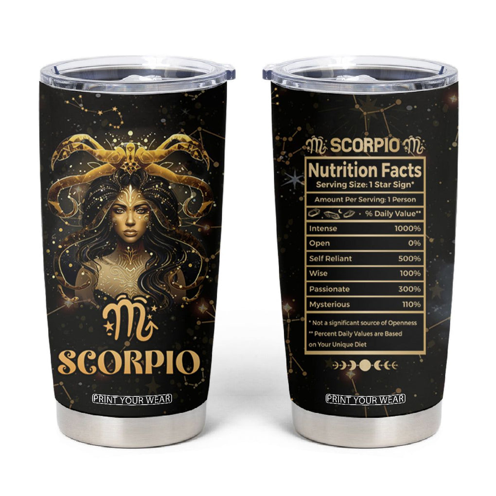 Scorpio Zodiac Tumbler Cup Celestial Constellation Astrology Horoscope Galaxy TB02 Black Printyourwear