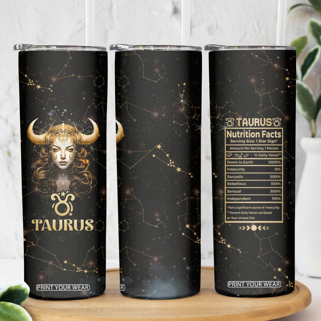 Taurus Zodiac Skinny Tumbler Celestial Constellation Astrology Horoscope Galaxy TB02 Printyourwear