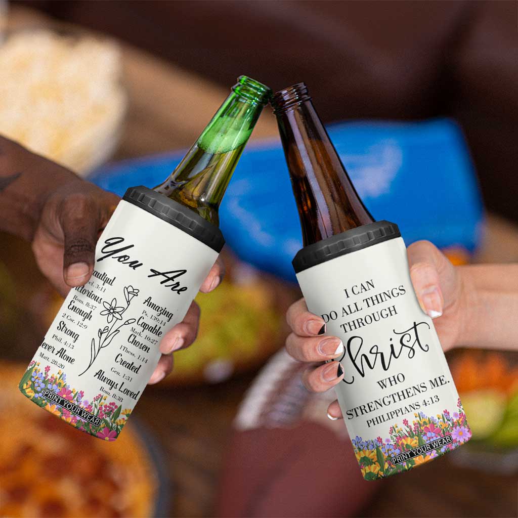 Uplifting Christian Faith 4 in 1 Can Cooler Tumbler I Can Do All Things Through Christ Who Strengthans Me Bible Verse Motivation TB02 Print Your Wear