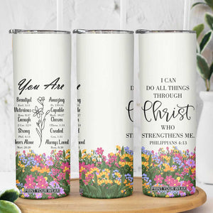 Uplifting Christian Faith Skinny Tumbler I Can Do All Things Through Christ Who Strengthans Me Bible Verse Motivation TB02 Print Your Wear