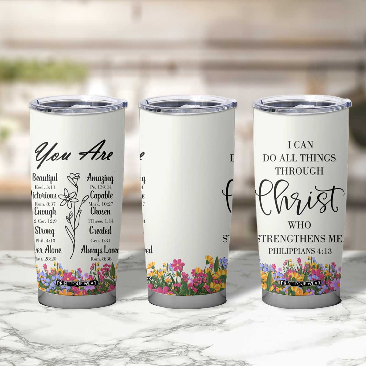 Uplifting Christian Faith Tumbler Cup I Can Do All Things Through Christ Who Strengthans Me Bible Verse Motivation TB02 Print Your Wear