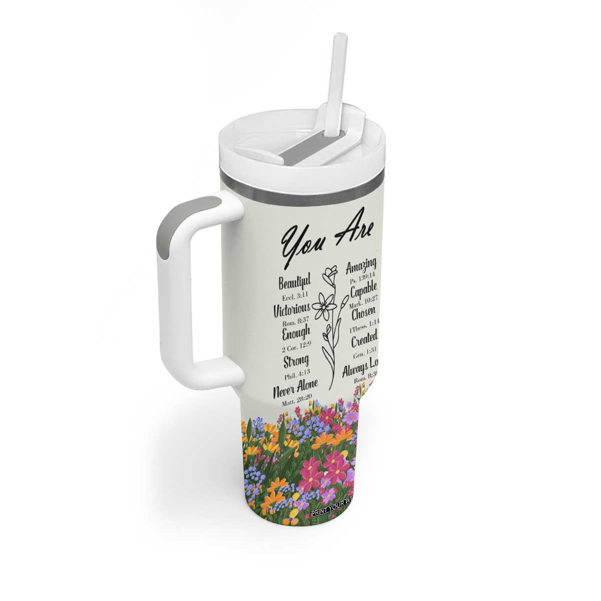 Uplifting Christian Faith Tumbler With Handle I Can Do All Things Through Christ Who Strengthans Me Bible Verse Motivation TB02 Print Your Wear